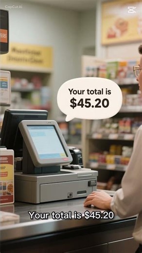 Paying for groceries at checkout