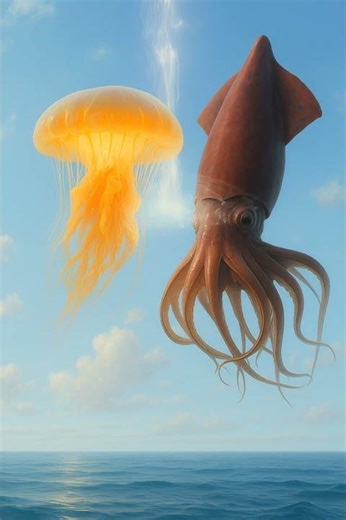 Lion's mane jellyfish and deep-sea red devil squid merge to form a new creature? -1