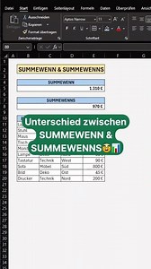SUMMEWENN & SUMMEWENNS einfach erklärt – Excel Tutorial für Einsteiger🥸📊 #excel #summewenn