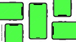 Smartphones With Blank Green Screens. Animated Mockup to Showcasing Mobile Web-Site Design