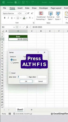Excel Date Automation Trick | Auto Fill Dates Instantly #excel #exceltips