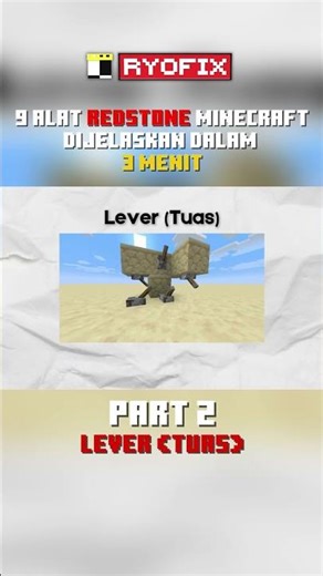 Lever (Tuas) ⁉️ | 9 Alat Redstone Dijelaskan Dalam 3 Menit #minecraft #shorts