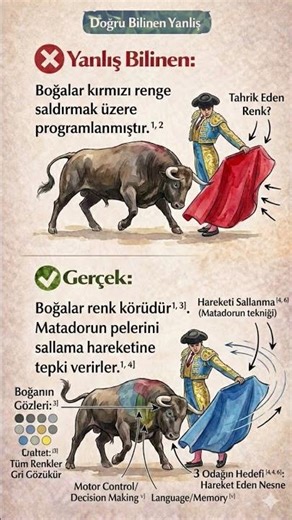 Başlık: Boğalar Kırmızıya Mı Düşman? 🐂❌ Büyük Yalanı Açıklıyoruz! #bilim #doğrubilinenyanlışlar