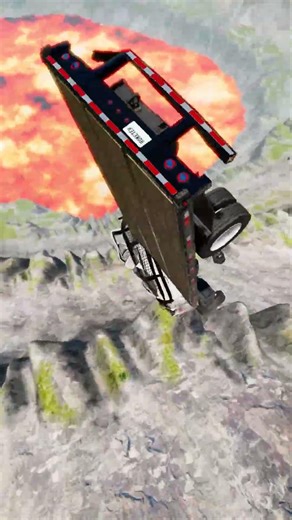 🤩🚙🚒Pickup Truck with Trailer vs Deep Lava Pit #beamngdrive #funny #beamngmods #LongestBusCrash