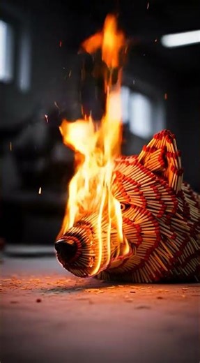 Matchstick Bull Horns Burning | Bright Flames Experiment 🔥 #ai #viral #shortvideo