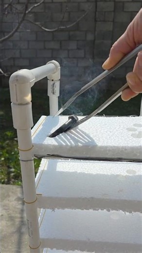 Hot iron vs Styrofoam tower 🔥. #shorts #asmr #experiment