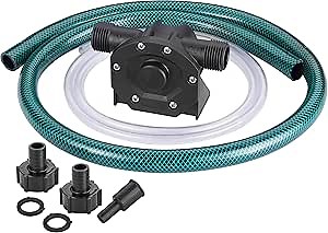 Self-Priming Mini Hand Water Transfer Drill Pump Kit with Water Hose & Oil Hose for Home Water Oil Fluid Transfer