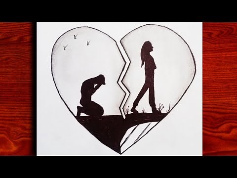 How to Draw relationship break up in a Broken heart || Pencil Sketch Drawing