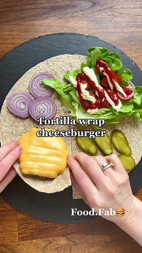 TORTILLA WRAP CHEESEBURGER 🍔🌯 #recipe #wrap #cheeseburger