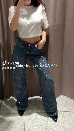 Brillante moda de Zara: pantalones y jeans con brillo