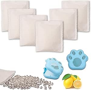 Odor Eliminating & Deodorizing Packs,2-Pack Fresh Pod Case, 6 Pack Odor Removing Refills, Eliminates Litter Box Odors, Compatible withTraditional Litter Boxes(Lemon natural scents)