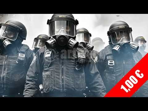 Riot Police Line in Gas Masks — Crowd Control Security Stock Footage (HD)