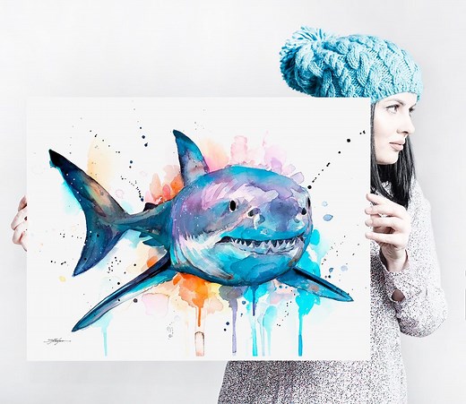 Great White Shark Limited Edition Watercolor Art Print by Slaveika Aladjova, Animal, Illustration, Sea Life Art, Home Decor, Wall Art - Etsy