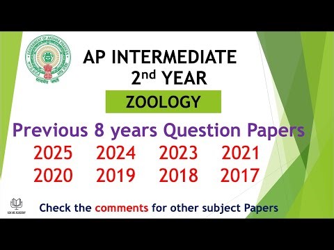 AP Inter 2nd Year Zoology 2025 to 2016 - 8 years previous year Question Papers IPE Andhra Pradesh