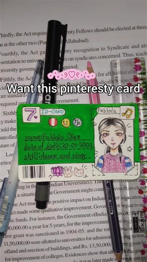 diy asthetic id card 💚😃 comment if you want detailed tutorial #diyidcard #shorts #ytshorts