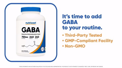 Nutricost GABA (Gamma Aminobutyric Acid) 750mg, 240 Capsules, 240 Servings - Non-GMO, Gluten Free