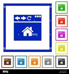 Browser home page flat color icons in square frames on white background Stock Vector Image & Art - Alamy