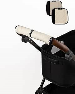 Reversible Stroller Handle Cover, Air Mesh Velcro Easy Attach, Stroller Accessories & Handle Wrap, Beautiful design pattern, Protects Handles, Enhances Grip, Stroller Handle Protector (Natural Ivory)