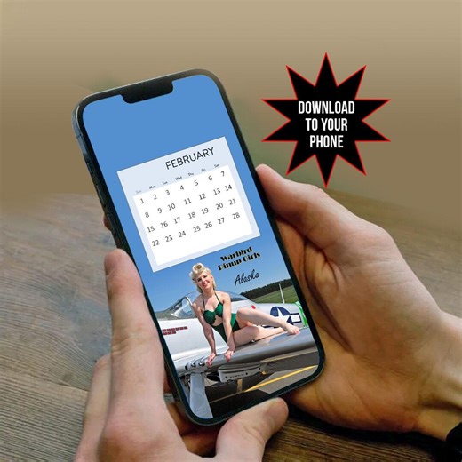 February 2026 Wallpaper | Warbird Pin up Phone Calendar | Digital Download | P-51 Mustang Wallpaper | Digital Lock Screen Wallpaper - Etsy Canada