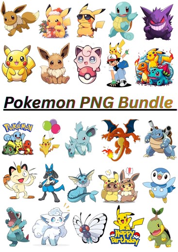 Pokemon Clipart Bundle, Cartoon PNG, Transparent (digital Download - Etsy
