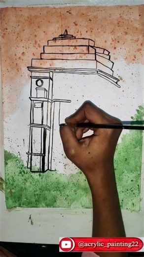 India Gate Drawing with Tiranga Theme 🇮🇳 | Republic Day Special Art #shortvideo #indiagate #painting