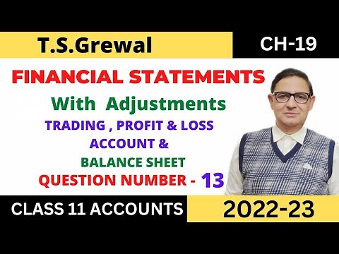 FINANCIAL STATEMENTS (WITH ADJUSTMENTS) Chapter -19 T.S.Grewal Solution- Question no -13 Class -11