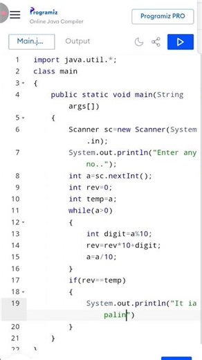 Palindrome number in java with simple logic Code with JAVA #coding