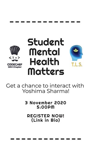 The Listening Space™ | We at Listening Space are proud to host Ms Yoshima Sharma for a session on "Student Mental Health Matters" along with Codechef SRM on 3rd... | Instagram