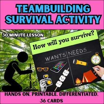 Teambuilding activities survival skills game needs & wants Middle/High School