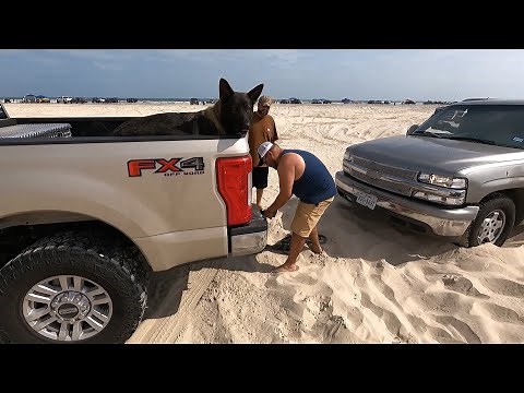 Pulling Out Slammed 2WD Trucks Stuck At The Beach