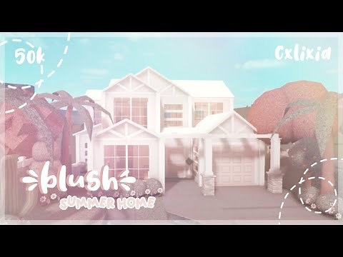 Bloxburg | 150k Blush Aesthetic Home Exterior | House Build | $50k