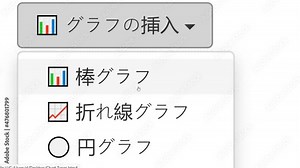Japanese. Cursor Slides Over and Clicks Insert Bar Chart in Spreadsheet. Mouse Pointer on Device Computer Monitor Screen Clicking Add Column Graph on Worksheet File For Company Business Assignment