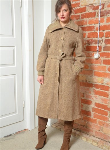 Finnish 70s Wool Coat | Belted Longline | Size Small/medium - Etsy