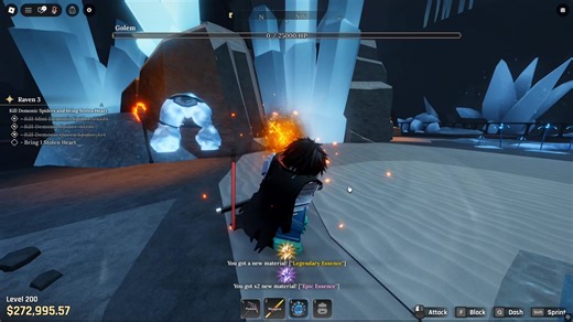 Defeating Golem Boss in The Forge with Life Steal Method