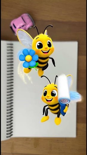 Magic Notebook ✨ | Flying Sticker Bees 🐝 #magicnotebook #animatedsticker #animation