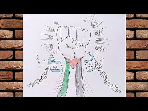 رسم تعبيري عن فلسطين سهل جدا | رسم سهل عن فلسطين | رسم فلسطين سهل | فلسطين حرة