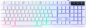 Orzly White Gaming Keyboard RGB USB Wired Rainbow Keyboard Designed for PC Gamers, PS4, PS5, Laptop, Xbox, Nintendo Switch, RX-250 Hornet Edition