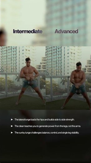 Intermediate vs Advanced 🔥This is the lateral lunge to clean to curtsy lunge. 1 movement, 3 parts.