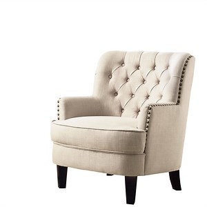 Shengchao TradeVelvet Upholstered Club Chair 34.5”H, Barrel Chair, Wingback Tufted Button Armchair, Contemporary Nailhead Accent Chair for Living Room, Bedroom, Recreation Room, Entryway, Small Space