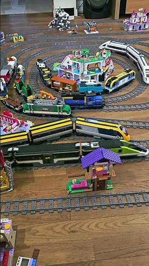 LEGO city in motion! 7 trains running through the city