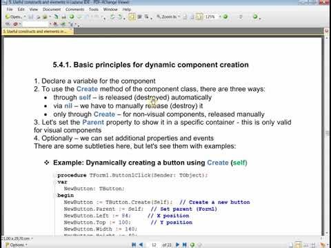 Lesson 38 from my second book of Lazarus IDE. Useful structures. 6. Dynamic component creation