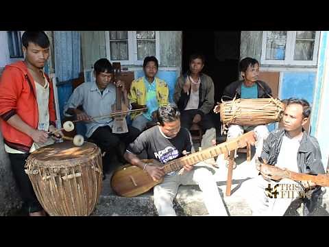 Khasi tribe folk Pynter orchestra playing ethnic music instruments at Meghalaya, Northeast India.