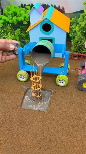 HomeMade Mini Tractor Making CementPillar | DIY Real Working ConstructionMachine 🚜#shorts