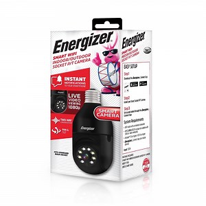 Energizer 1080p Outdoor Wi-Fi Camera, Smart Light Bulb Security Camera with Night Vision, Black