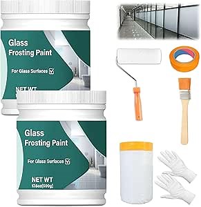 Window Frosting Film Paint 32.5oz, Water-Based Privacy Frosted Window Film Paint Applies for Glass Surface for Bathroom, Kitchen, Office, Sliding Door