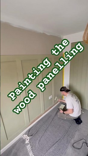 Painting the paneling using Ice Fusion Roller.. #painting #woodworking #diy #wallpanelling #mdf