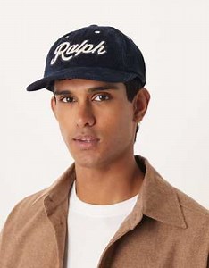 Polo Ralph Lauren Authentic collegiate Ralph logo cord baseball cap in navy | ASOS