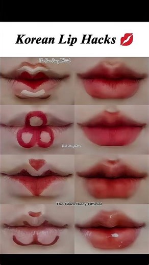 4 Korean Lip Hacks 💋 Gradient, Heart & Glossy Lips Tutorial #KoreanMakeup #LipHack #GradientLips