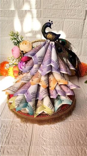 Shagun Hamper DIY | Peacock Theme Wedding Gift Idea | Money Bouquet for Shaadi #shorts #moneyhamper