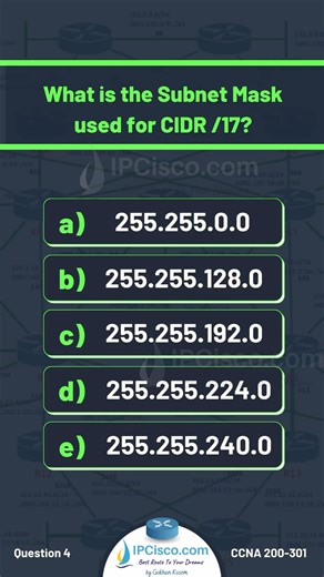 IPCisco on Instagram: "Cisco CCNA Subnetting Question!!!| IPCisco.com . Cisco CCNA 200-301 Course: https://buff.ly/NY7eNui . Packet Tracer Lab Files: https://buff.ly/ByK4uVw . CCNA Flashcard Questions: https://buff.ly/PxQDs7a . CCNA Quizes: https://buff.ly/1njos93 . #cisco #ccna #networkengineer #ciscocertification #cisconetworking"